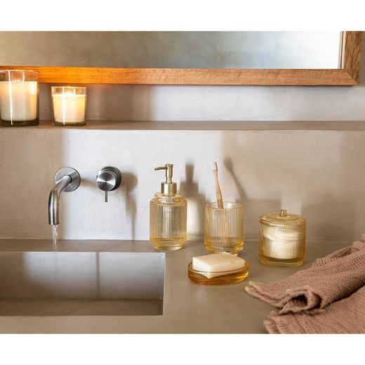 Boîte en verre décorative jaune, Ø 9 x 10,5 cm | Chéri