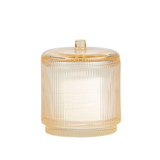 Boîte en verre décorative jaune, Ø 9 x 10,5 cm | Chéri