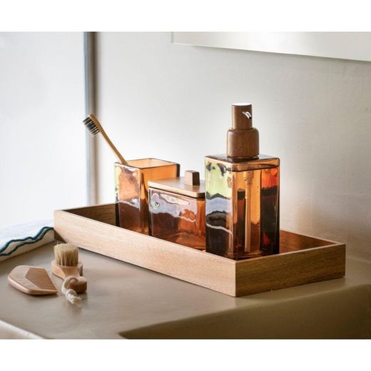 Crystal and Acacia Bathroom Set, 3 Pieces | Naples