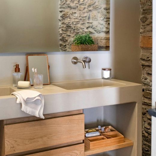 Crystal and Acacia Bathroom Set, 4 Pieces | Poseidon