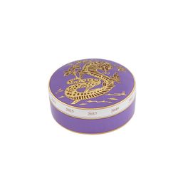 Decorative porcelain box in purple and gold, 10.1 x 10.1 x 4.5 cm | Golden