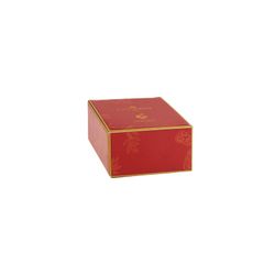Decorative porcelain box in orange and gold, 10.1 x 10.1 x 4.5 cm | Golden