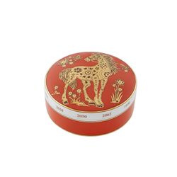 Decorative porcelain box in red and gold, 10.1 x 10.1 x 4.5 cm | Golden
