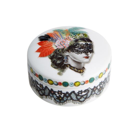 Caja decorativa pequeña Mamzelle Scarlet de porcelana en multicolor, 6,3 x 6,3 x 3,2 cm | Love who you want
