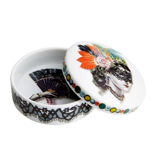 Mamzelle Scarlet small decorative box made of porcelain in multicolour, 6.3 x 6.3 x 3.2 cm | Love who you want