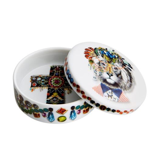 Mister Tiger small decorative box in multicoloured porcelain, 6.3 x 6.3 x 3.2 cm | Love who you want