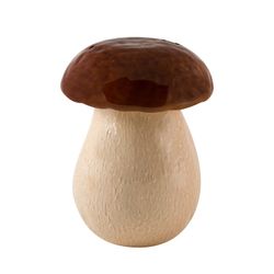 Grote aardewerken doos in beige en bruin, 16,5 x 16,5 x 27 cm | paddestoelen