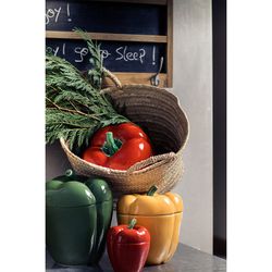 Medium yellow earthenware box, 19 x 19 x 21.4 cm | Pimiento