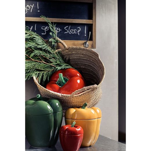 Medium yellow earthenware box, 19 x 19 x 21.4 cm | Pimiento