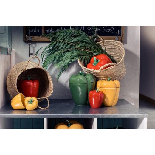 Medium yellow earthenware box, 19 x 19 x 21.4 cm | Pimiento