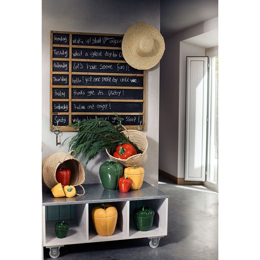 Medium green earthenware box, 19 x 19 x 21.4 cm | Pepper