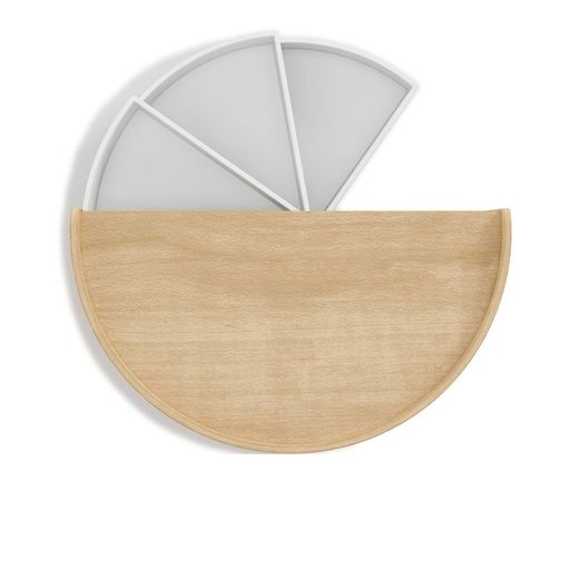 Moona låda med tre roterande lådor i naturligt trä med vit 25,4x14,6x17,8 cm