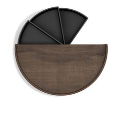 Caja MOONA con tres gavetas giratorias de madera nogal con negro 25,4x14,6x17,8 cm