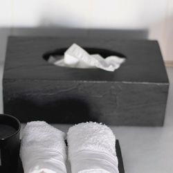 Boîte à Mouchoirs Effet Ardoise Noire, 25,5x13,5x8,5cm