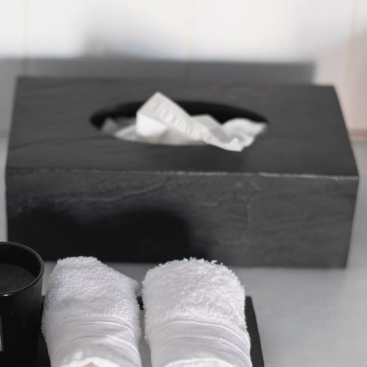 Boîte à Mouchoirs Effet Ardoise Noire, 25,5x13,5x8,5cm