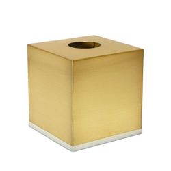 Caja para pañuelos de acero inoxidable en dorado, 12,5 x 12,5 x 13 cm | Inox