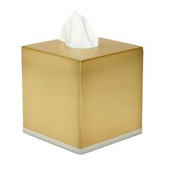 Caja para pañuelos de acero inoxidable en dorado, 12,5 x 12,5 x 13 cm | Inox