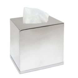 Caja para pañuelos de acero inoxidable en plateado, 12,5 x 12,5 x 12,5 cm | Inox