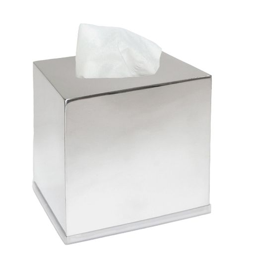 Caja para pañuelos de acero inoxidable en plateado, 12,5 x 12,5 x 12,5 cm | Inox