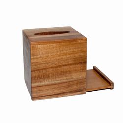 Caja para pañuelos de madera de acacia en marrón, 13,5 x 13,5 x 14,5 cm | Acacia