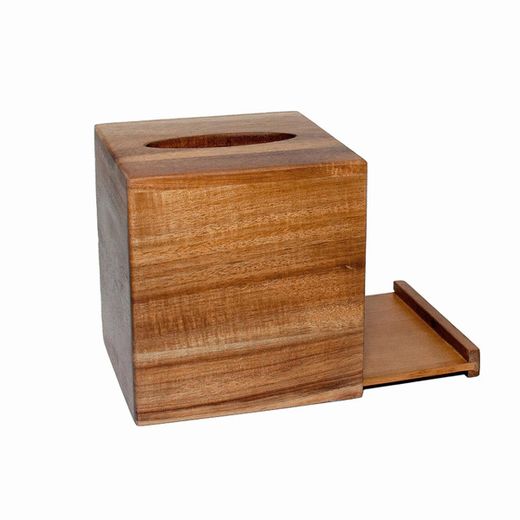 Caja para pañuelos de madera de acacia en marrón, 13,5 x 13,5 x 14,5 cm | Acacia