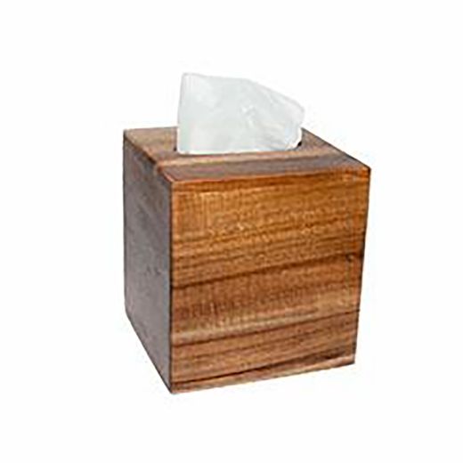 Caja para pañuelos de madera de acacia en marrón, 13,5 x 13,5 x 14,5 cm | Acacia