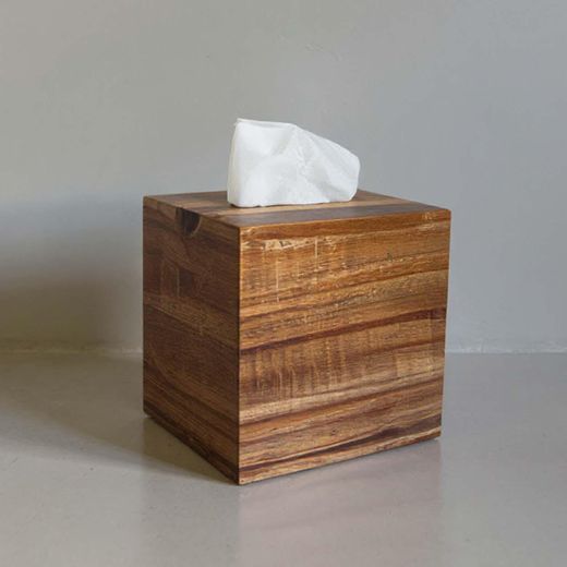 Caja para pañuelos de madera de acacia en marrón, 13,5 x 13,5 x 14,5 cm | Acacia
