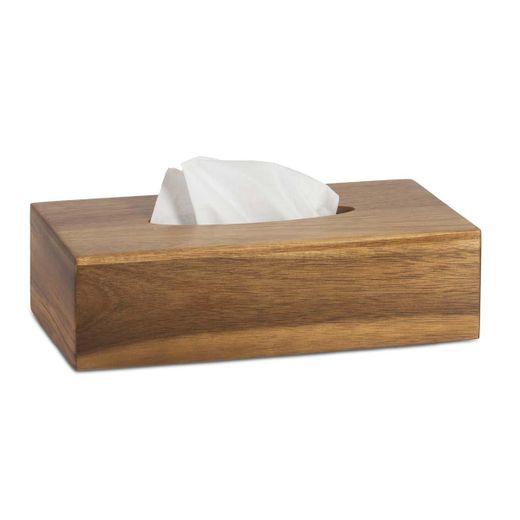 Caja para pañuelos de madera de acacia en marrón, 26 x 14 x 7 cm | Acacia