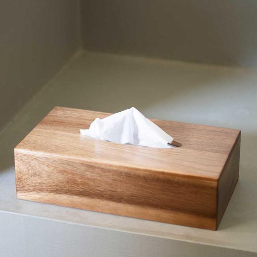 Caja para pañuelos de madera de acacia en marrón, 26 x 14 x 7 cm | Acacia