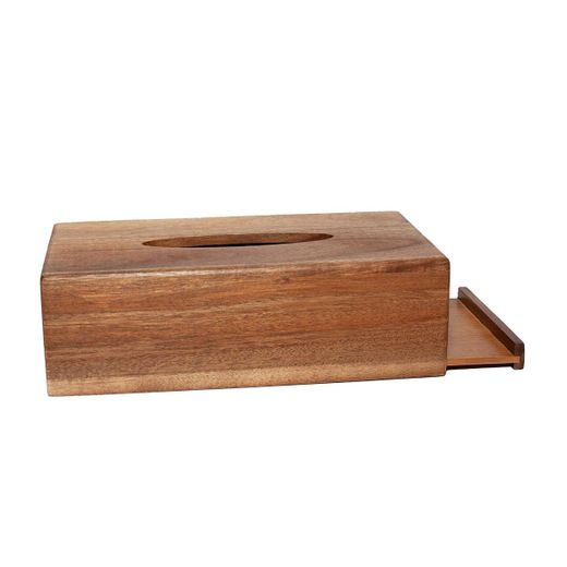 Caja para pañuelos de madera de acacia en marrón, 26 x 14 x 8 cm | Acacia