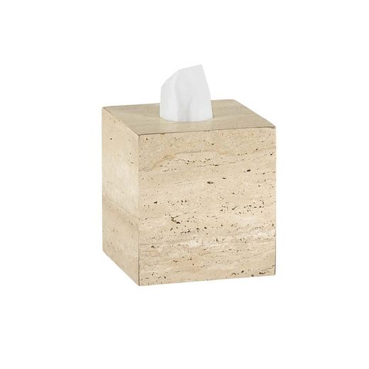 Boîte à mouchoirs en marbre beige, 13 x 13 x 14 cm | Travertin