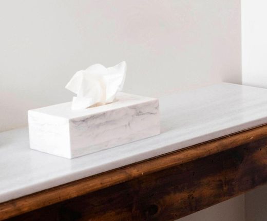 4-teiliges Badezimmer-Set mit Marmoreffekt in Weiß und Gold