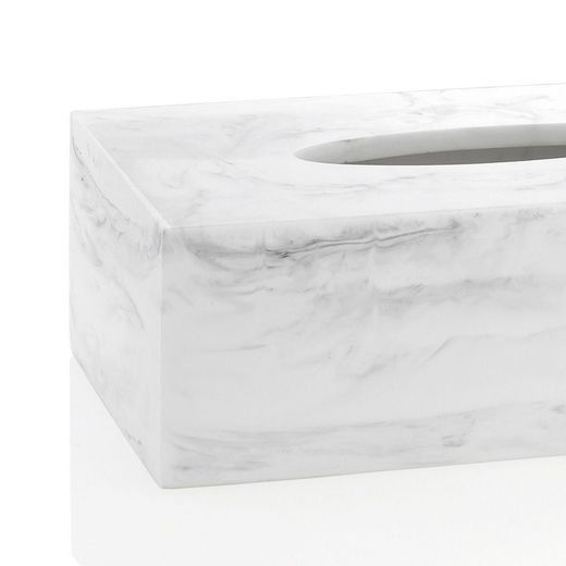 4-teiliges Badezimmer-Set mit Marmoreffekt in Weiß und Gold