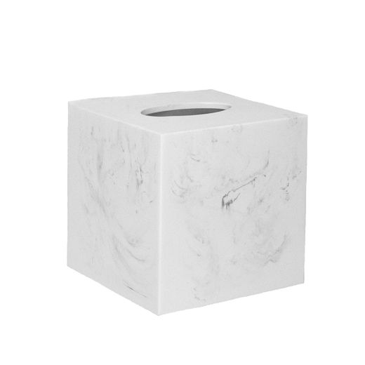 Caja para pañuelos de poliresina en blanco, 13,5 x 13,5 x 14,5 cm | Poli
