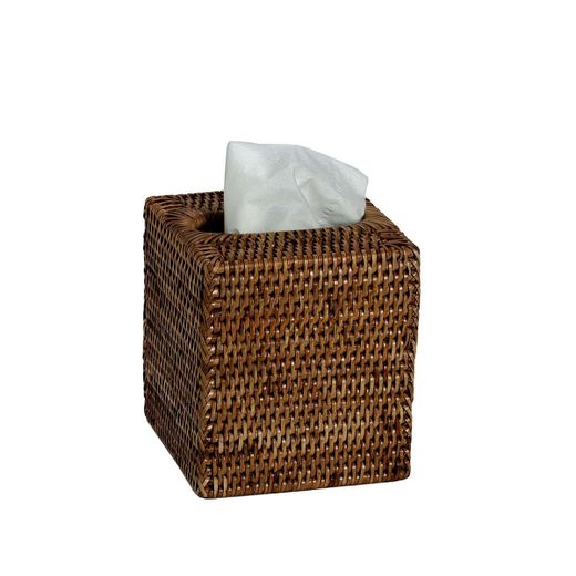 Caja para pañuelos de ratán en marrón, 13 x 13 x 15 cm | Natura
