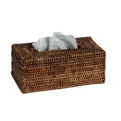 Caja para pañuelos de ratán en marrón, 26 x 14 x 10 cm | Natura