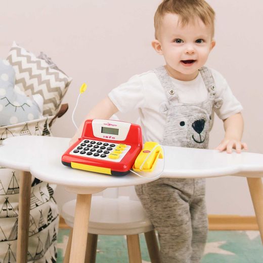 Rødt kasseapparat i polyethylen, 25x11x16 cm | kasseapparat