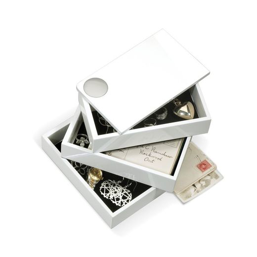 Caixa de fuso branca com 3 compartimentos, 19 x 13 x 12 cm