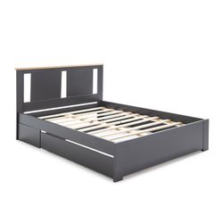 ENARA Bedlade in antracietgrijs mdf en hout, 137x147x22 cm