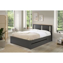 ENARA Bedlade in antracietgrijs mdf en hout, 137x147x22 cm