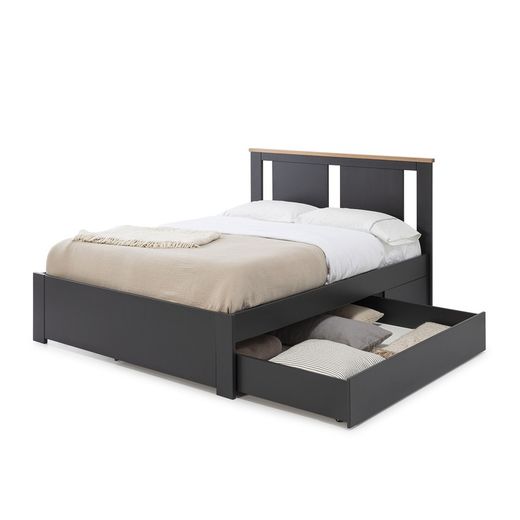 ENARA Bedlade in antracietgrijs mdf en hout, 137x147x22 cm