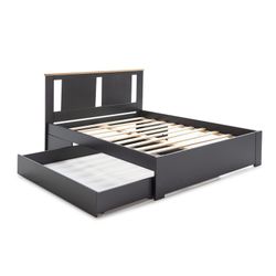 ENARA Bedlade in antracietgrijs mdf en hout, 137x147x22 cm