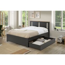 ENARA Bedlade in antracietgrijs mdf en hout, 137x147x22 cm