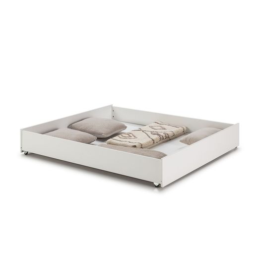LEBA Bedlade in grenen en wit Mdf, 137x147x22 cm