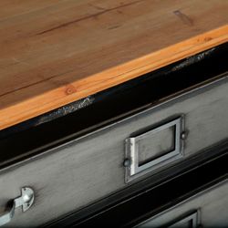 Silver and natural iron and fir chest of drawers, 68 x 34 x 99 cm | Meljac