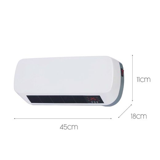 Προγραμματιζόμενος κεραμικός θερμοσίφωνας τοίχου 2000 W με τηλεχειριστήριο 45x18x11 cm