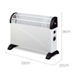 Aquecedor elétrico maior de 2.000 W com termostato e 3 níveis de energia 53x20x38 cm