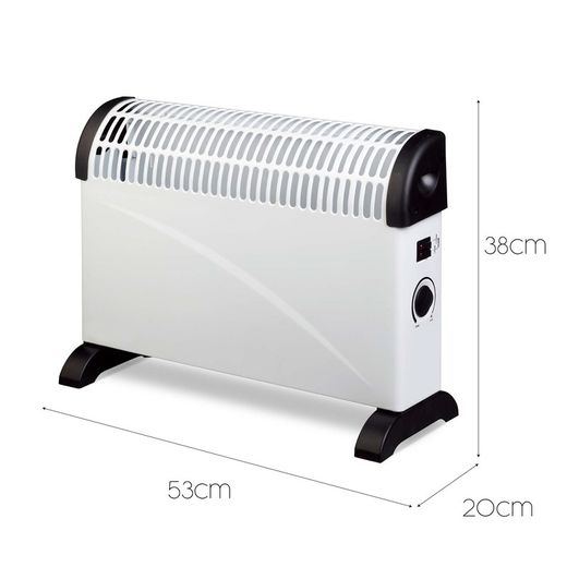 Bigger 2000W Electric Heater with Thermostat and 3 Power Levels 53x20x38 cm