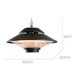 Aquecedor elétrico de halogênio infravermelho de teto elétrico de 1500 W com controle 42,5x42,5x24 cm