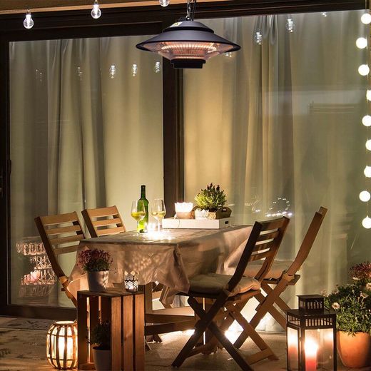 Design 1500 W Electric Ceiling Infrared Halogen Heater with Control 42.5x42.5x24 cm